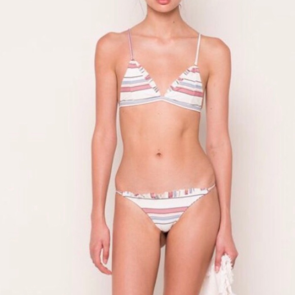 ruffle strips cheeky bikini swimsuits Oct sale